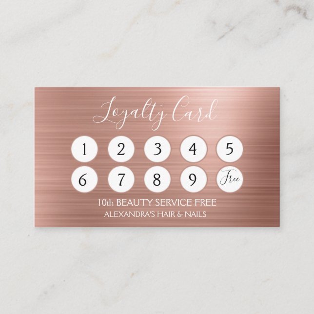 Rose Gold Foil | Blush Pink Foil Loyalty Punch Treuekarte (Vorderseite)