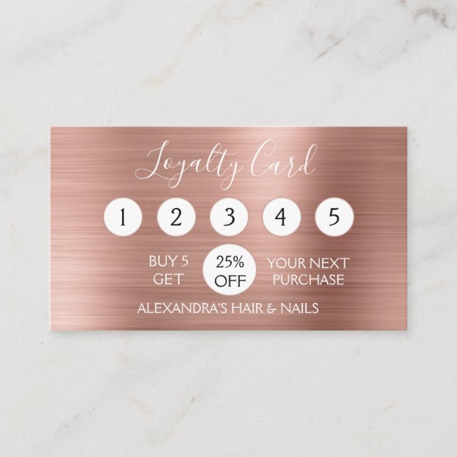 Rose Gold Foil | Blush Pink Foil Loyalty Punch Treuekarte (Vorderseite)