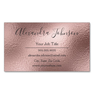 Rose Gold Foil Blush Pink Foil Modern Magnetische Visitenkarte