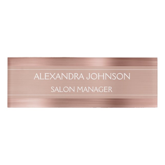 Rose Gold Foil | Blush Pink Foil Modern Namenschild (Vorderseite)