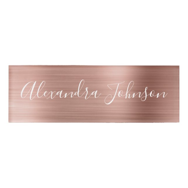 Rose Gold Foil | Blush Pink Foil Modern Namenschild (Vorderseite)