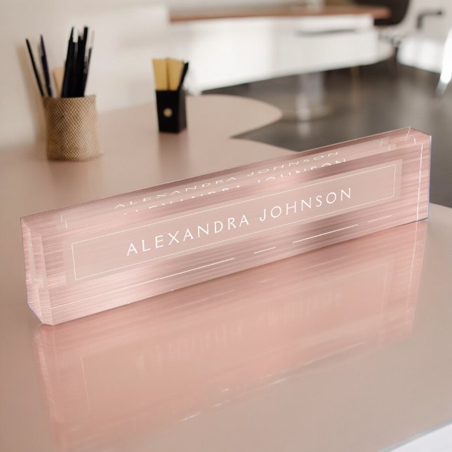 Rose Gold Foil | Blush Pink Foil Modern Namensplakette (Von Creator hochgeladen)