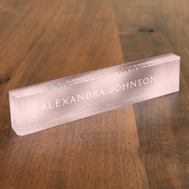 Rose Gold Foil | Blush Pink Foil Modern Namensplakette (Seite)