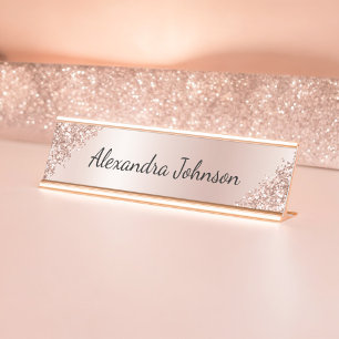 Rose Gold Foil Blush Pink Foil Modern Schreibtischnamensplakette