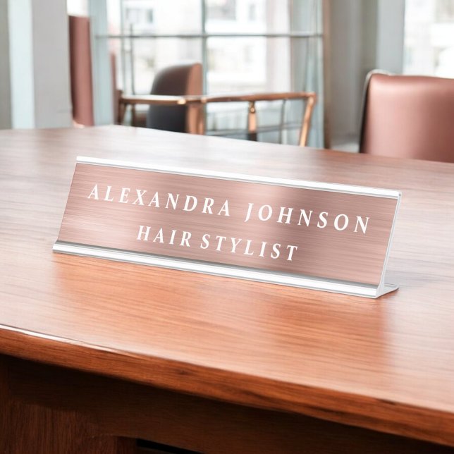 Rose Gold Foil | Blush Pink Foil Modern Schreibtischnamensplakette (Von Creator hochgeladen)