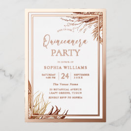 Rose Gold Foil Bohemisch Boho Quinceanera Party Folieneinladung