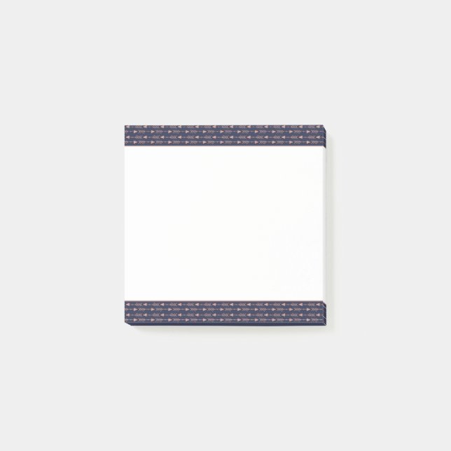 Rose Gold Foil Bohemische Stammespfeile auf Navy B Post-it Klebezettel (Vorderseite)