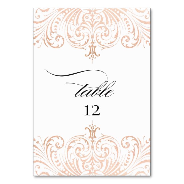 Rose Gold Foil Boho Chic Tischnummer Hochzeit (Vorderseite)