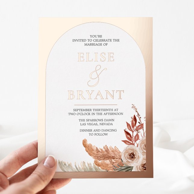 Rose Gold Foil Boho Floral Moderne White Wedding Folieneinladung (Von Creator hochgeladen)