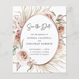 Rose Gold Foil Boho Floral Save the Date