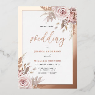Rose Gold Foil Border Blush Dusty Rose Hochzeit Folieneinladung