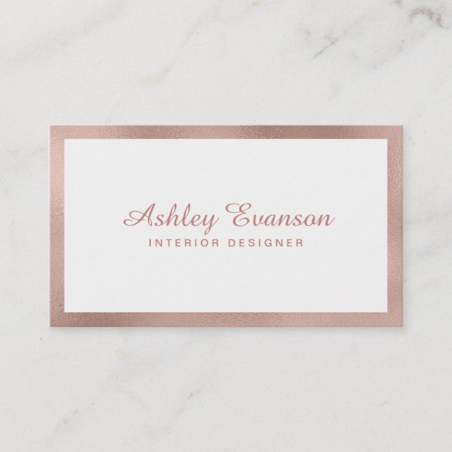 Rose Gold Foil Border Business Card Visitenkarte (Vorderseite)