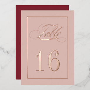 Rose Gold Foil Burgundy Hochzeitsstipps Tischnumme Folieneinladung