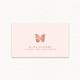 Rose Gold Foil Butterfly Elegantes Rosa Visitenkarte