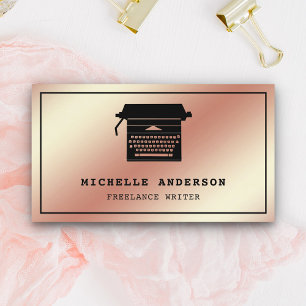 Rose Gold Foil Chic Schreibmaschine Beruflich Writ Visitenkarte