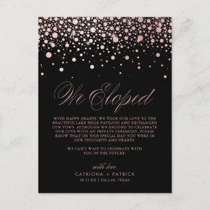 Rose Gold Foil Confetti Black Wedding Ankündigungspostkarte