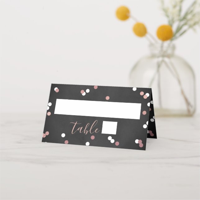 Rose Gold Foil Confetti Brautparty Platzkarte (Vorderseite)