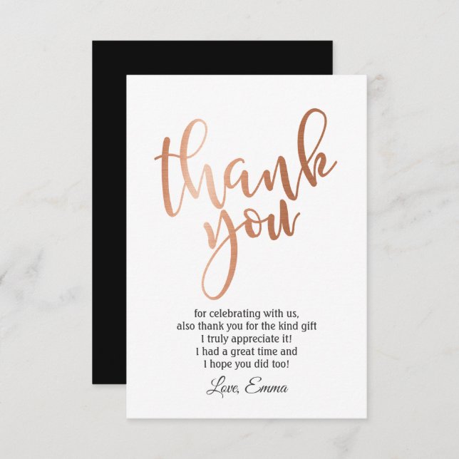 Rose Gold Foil , danke Karte (Vorne/Hinten)