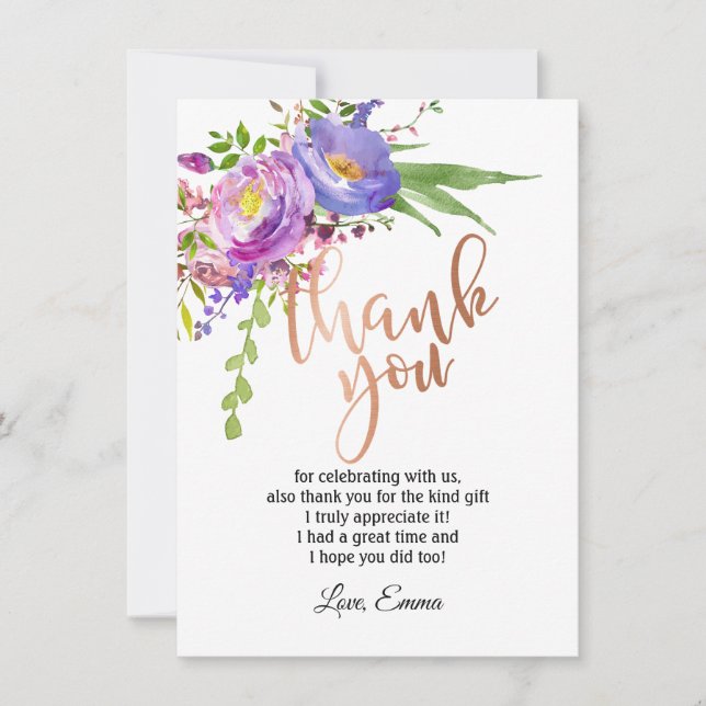 Rose Gold Foil , danke Karte (Vorderseite)