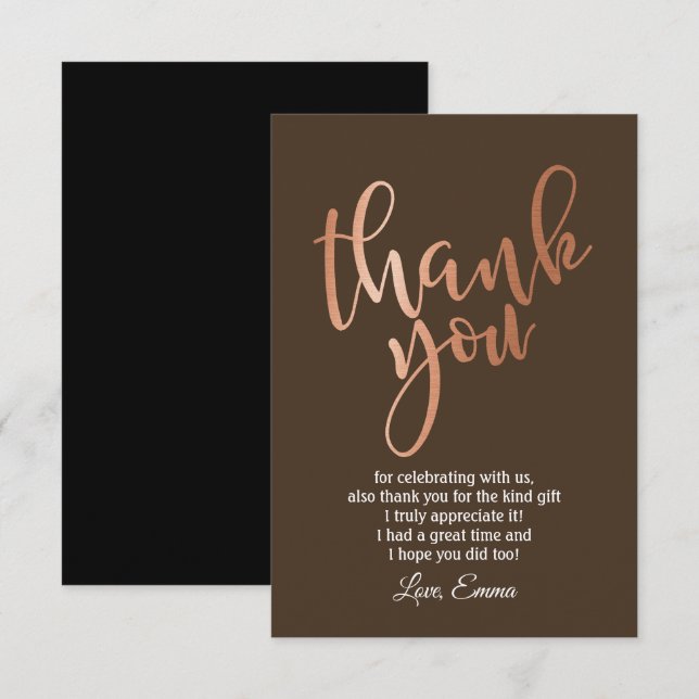 Rose Gold Foil , danke Karte (Vorne/Hinten)