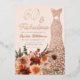 Rose Gold Foil Dress Boho Floral 60. Geburtstag Folieneinladung