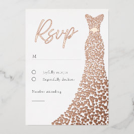 Rose Gold Foil Dress Bridal oder Geburtstag RSVP C Folieneinladung