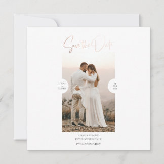 Rose Gold Foil Effect Script Save the Date Karte