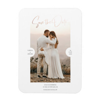 Rose Gold Foil Effect Script Save the Date Karte Magnet