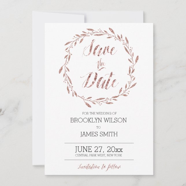 Rose Gold Foil Effect Speichern Sie das Datum, an  Save The Date (Vorderseite)