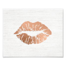 Rose Gold Foil-Effekt Luscious Lips Hochzeit Fotodruck