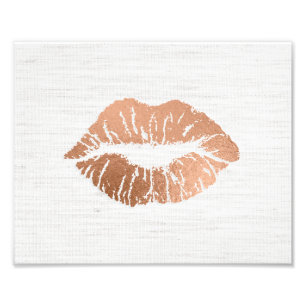 Rose Gold Foil-Effekt Luscious Lips Hochzeit Fotodruck
