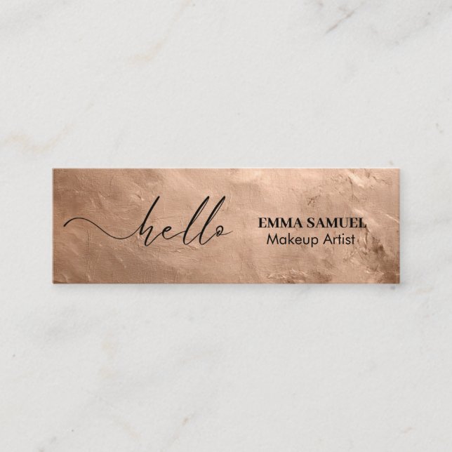 Rose gold Foil Elegante Hallo Minimale Kalligraphi Mini Visitenkarte (Vorderseite)