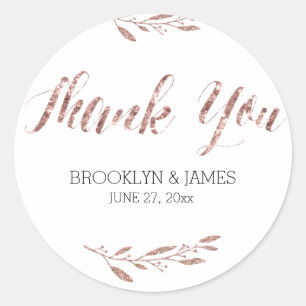 Rose Gold Foil Gastgeschenk Hochzeit Sticker rund