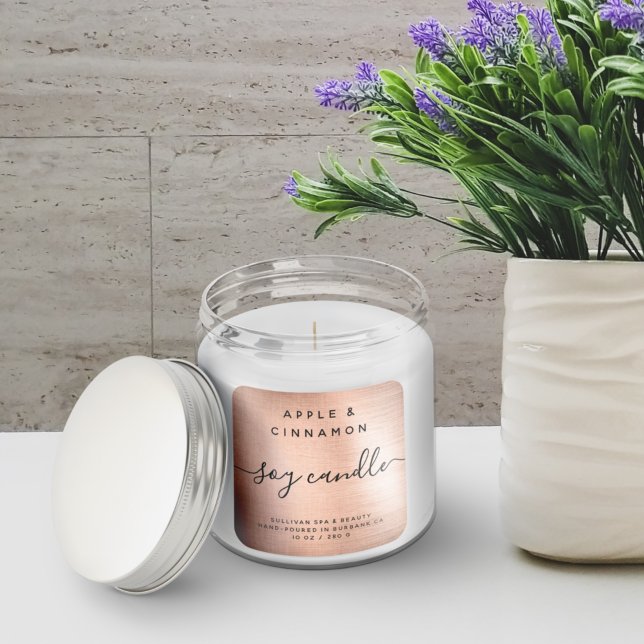 Rose Gold Foil gebürstetes Metall Sojenkorn Quadratischer Aufkleber (Von Creator hochgeladen)