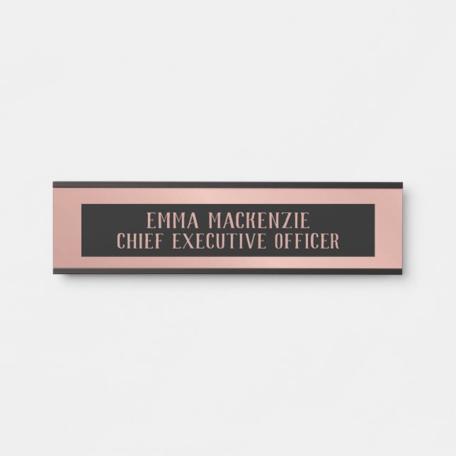 Rose Gold Foil Glam Office Name Plate Door Sign Türschild (Vorderseite )