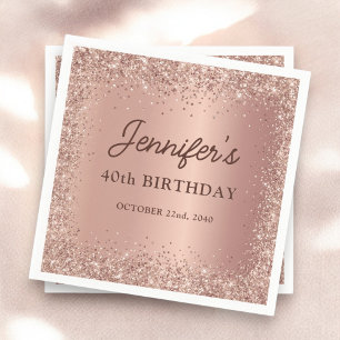 Rose Gold Foil Glitzer 40. Geburtstagsname Serviette