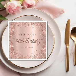 Rose Gold Foil Glitzer 50. Geburtstagsmonogramm Serviette