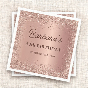 Rose Gold Foil Glitzer 50. Geburtstagsname Serviette