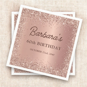 Rose Gold Foil Glitzer 60. Geburtstagsname Serviette