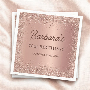 Rose Gold Foil Glitzer 70. Geburtstagsname Serviette