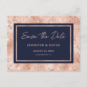 Rose Gold Foil Glitzer Hochzeit speichern das Datu Ankündigungspostkarte