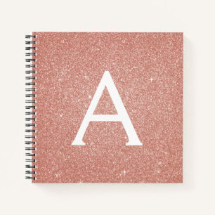 Rose Gold Foil Glitzer Sparkeller Monogram Noteboo Notizbuch