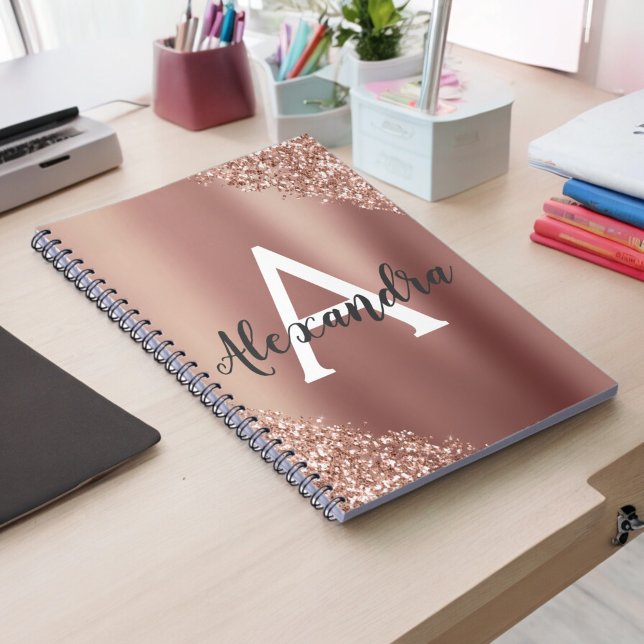 Rose Gold Foil Glitzer Sparkle Monogram Journal Notizblock (Von Creator hochgeladen)