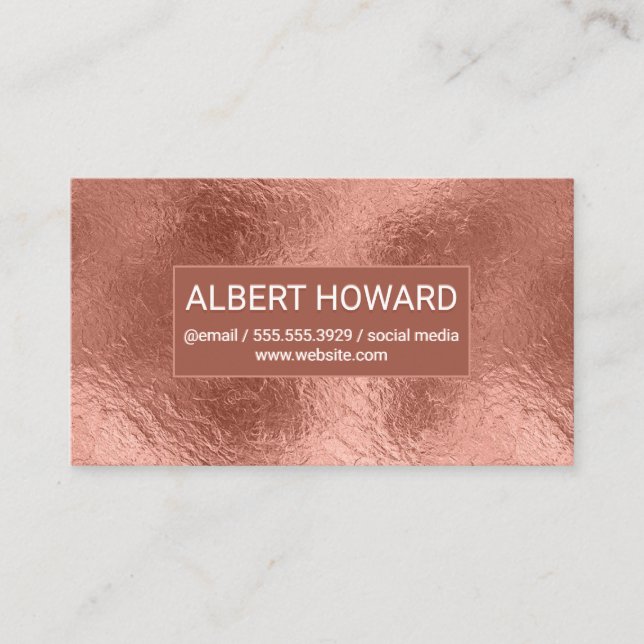 Rose Gold Foil Hintergrund Metallic Shiny Visitenkarte (Vorderseite)