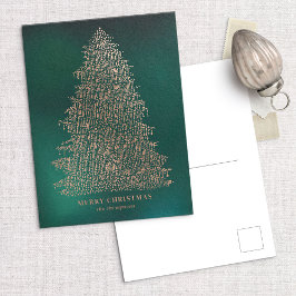 Rose Gold Foil Illustrierter Weihnachtsbaum Postka Folien Feiertagspostkarte