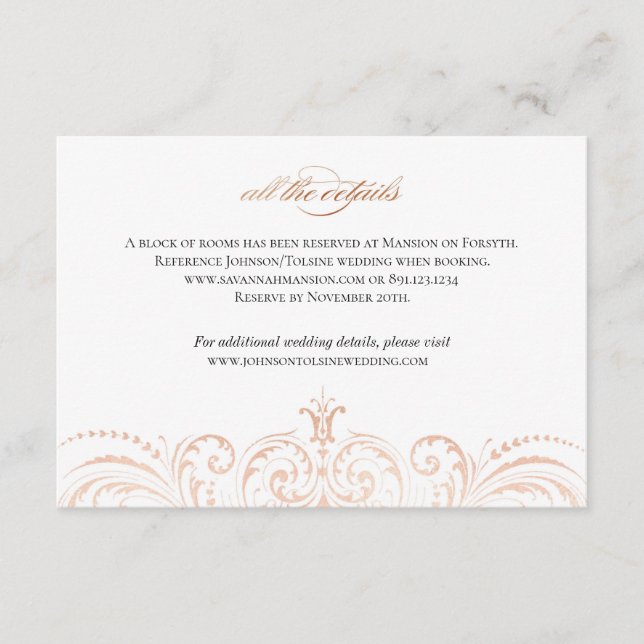 Rose Gold Foil (Imitate) Details Hochzeitkarte ein Begleitkarte (Vorderseite)