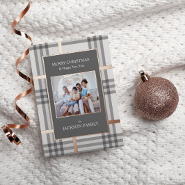 Rose Gold Foil Kariert Holiday Foto Weihnachtskart Folien Feiertagskarte