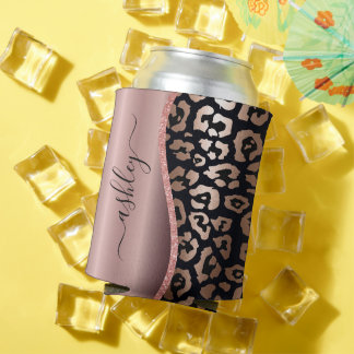 Rose Gold Foil Leopard Print Dosenkühler