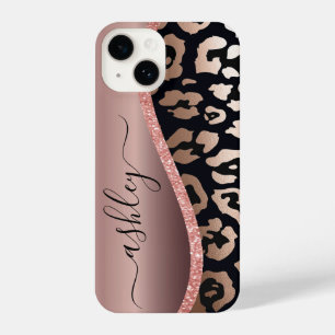 Rose Gold Foil Leopard Print iPhone 14 Hülle