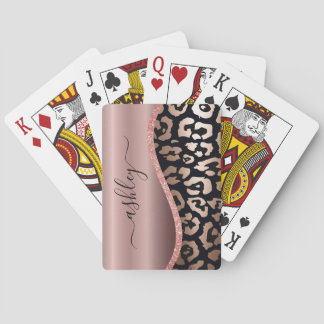 Rose Gold Foil Leopard Print Spielkarten